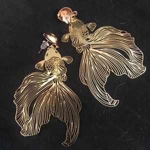 Golden Koi Fish Earrings Delicate Lightweight Elegant